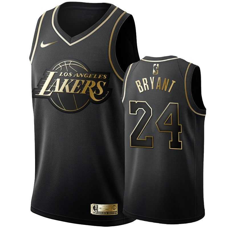 Men Los Angeles Lakers 24 Bryant Black gold Nike 2021 NBA Jersey